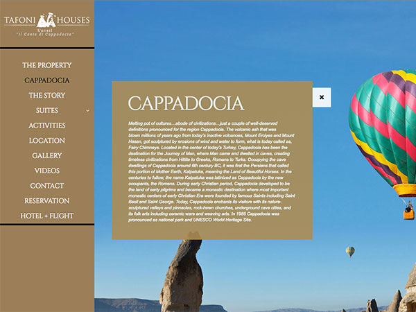 Web project for Tafoni Cave Hotel